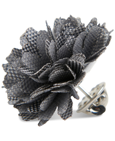Construct Con.struct Men's Ceremony Satin Checkerboard Flower Lapel Pin, Created For Macy's In Smoke