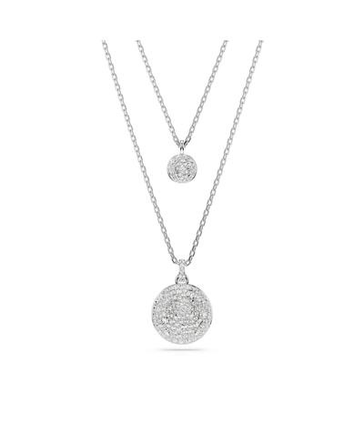 SWAROVSKI WHITE, RHODIUM PLATED OR ROSE-GOLD TONE OR GOLD-TONE METEORA LAYERED PENDANT NECKLACE