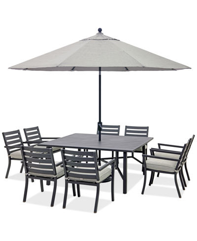 Agio Astaire Outdoor 9-pc Dining Set (64" Square Table + 8 Dining Chairs) In Oyster Light Grey