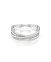 Swarovski Mixed Cuts, Infinity, White, Rhodium Plated Hyperbola Cuff Bracelet In Silver
