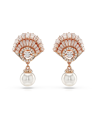 SWAROVSKI SHELL, WHITE, ROSE GOLD-TONE IDYLLIA DROP EARRINGS