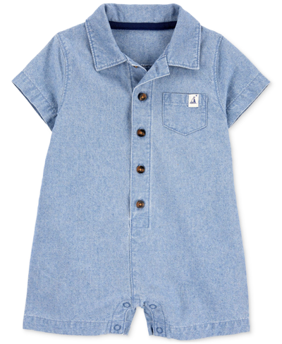 Carter's Baby Boys Chambray Romper In Blue