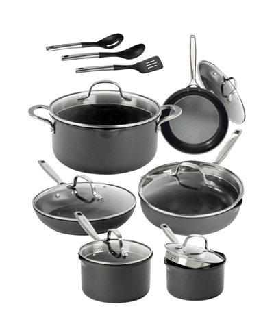 Gotham Steel Professional 2x Hard Anodized Ultra Ceramic 15-piece Cookware Set In Black