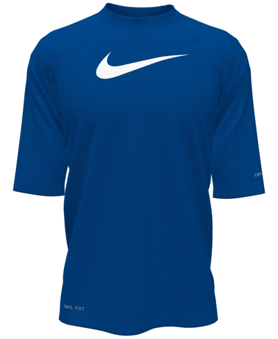 Nike Kids' Big Boys Solid Short Sleeves Hydroguard Rashguard In Game Royal