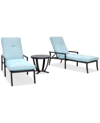 Agio Astaire Outdoor 3-pc Chaise Set (2 Chaise Lounge Chairs + 1 End Table) In Spa Light Blue