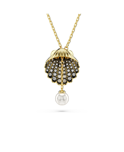 Swarovski Crystal  Imitation Pearl, Shell, White, Gold-tone Idyllia Y Pendant Necklace