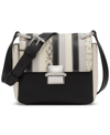 CALVIN KLEIN CLOVE MIXED MATERIAL PUSH-LOCK CROSSBODY WITH ADJUSTABLE STRAP