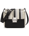 Calvin Klein Clove Mixed Material Push-lock Crossbody With Adjustable Strap In Black,white Snake