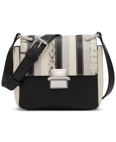 Calvin Klein Clove Mixed Material Push-lock Crossbody With Adjustable Strap In Black