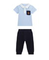 GUESS BABY BOYS SHORT SLEEVE POLO SHIRT WITH A TEXTURED KNIT PULL-ON PANTS, 2 PIECE SET