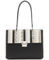 CALVIN KLEIN CLOVE MIXED MATERIAL PUSH-LOCK TRIPLE COMPARTMENT TOTE BAG