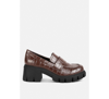 London Rag Benz Chunky Block Heel Loafers In Brown