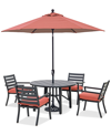 Agio Astaire Outdoor 5-pc Dining Set (48" Round Table + 4 Dining Chairs), Created For Macy's In Peony Brick Red