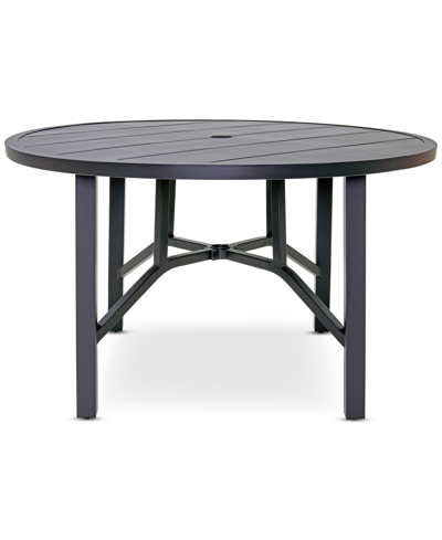 Agio Astaire 48" Round Outdoor Slat Top Dining Table In Dark Brown Aluminum