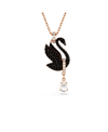Swarovski Swan Pendant Black Rose Gold-tone Plated In Black