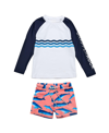 Snapper Rock Whale Tail Long Sleeve Two-piece Rashguard Swimsuit In Blue