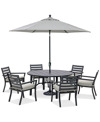 Agio Astaire Outdoor 7-pc Dining Set (84x42" Table + 4 Dining Chairs + 2 Swivel Chairs), Created For Macy In Oyster Light Grey