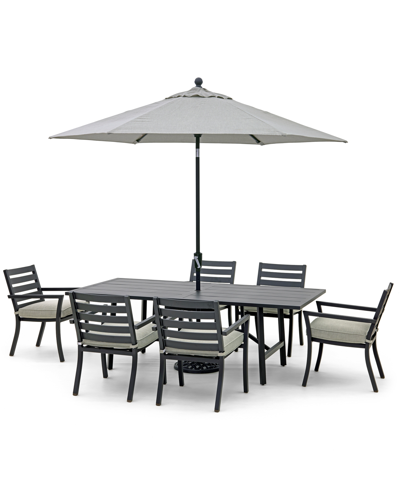 Agio Astaire Outdoor 7-pc Dining Set (60" Round Table + 6 Dining Chairs) In Oyster Light Grey