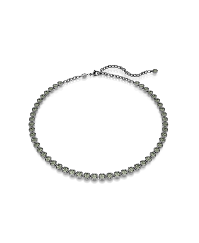 Swarovski Round Cut, Gray, Ruthenium Plated Imber Tennis Necklace In Multicolor
