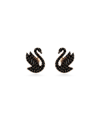 Swarovski Swan Pearl Back Stud Earrings In Black