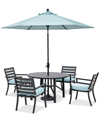Agio Astaire Outdoor 5-pc Dining Set (48" Round Table + 4 Dining Chairs), Created For Macy's In Spa Light Blue