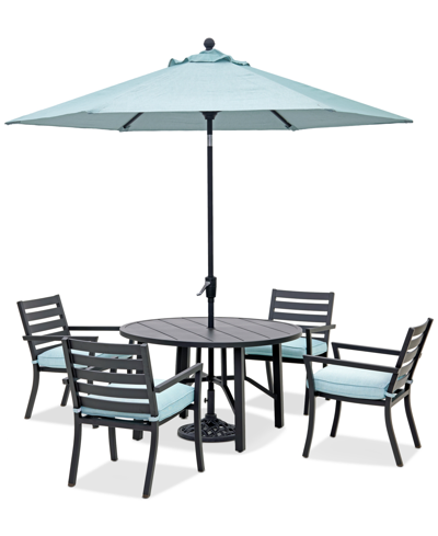 Agio Astaire Outdoor 5-pc Dining Set (48" Round Table + 4 Dining Chairs) In Spa Light Blue