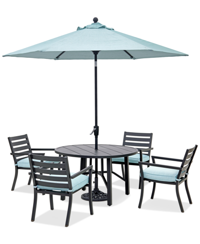 Agio Astaire Outdoor 5-pc Dining Set (48" Round Table + 4 Dining Chairs), Created For Macy's In Spa Light Blue