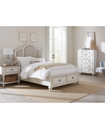 MACY'S MANDEVILLE 3PC BEDROOM SET (UPHOLSTERED CALIFORNIA KING STORAGE BED + DRAWER CHEST + 1-DRAWER NIGHTS