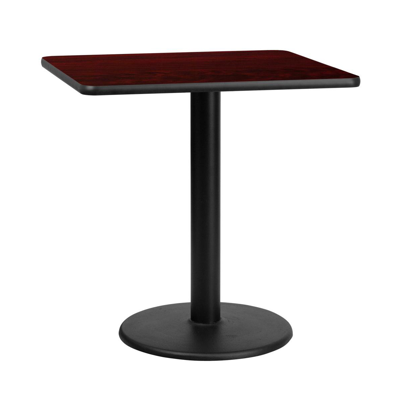 Emma+oliver 30" Square Laminate Table Top With 18" Round Table Height Base In Mahogany