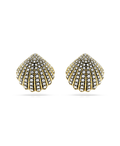 Swarovski Shell, White, Gold-tone Idyllia Stud Earrings