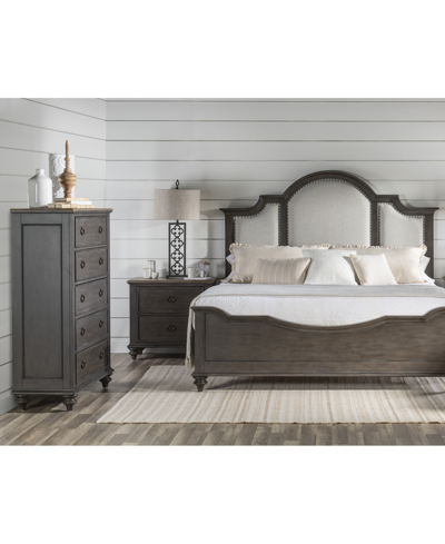 Macy's Mandeville 3pc Bedroom Set (upholstered Queen Bed + Drawer Chest + 2-drawer Nightstand) In Brown