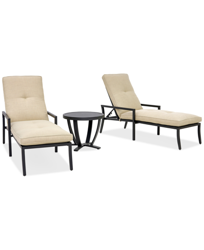 Agio Astaire Outdoor 3-pc Chaise Set (2 Chaise Lounge Chairs + 1 End Table) In Straw Natural