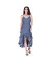 Standards & Practices Tiered Ruffle Chambray Maxi Dress In Indigo Rinse