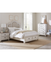 Macy's Mandeville 3pc Bedroom Set (upholstered King Bed + Dresser + 2-drawer Nightstand) In White