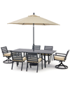 Agio Astaire Outdoor 7-pc Dining Set (84x42" Table + 4 Dining Chairs + 2 Swivel Chairs), Created For Macy In Straw Natural