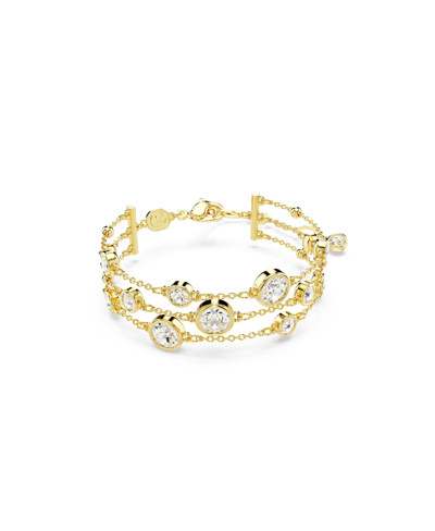 Swarovski Round Cut, White, Gold-tone Imber Wide Bracelet