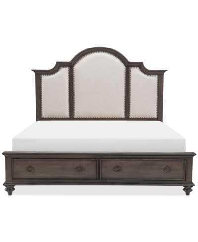 Macy's Mandeville Upholstered Queen Bed In Brown