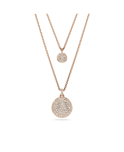 SWAROVSKI WHITE, RHODIUM PLATED OR ROSE-GOLD TONE OR GOLD-TONE METEORA LAYERED PENDANT NECKLACE