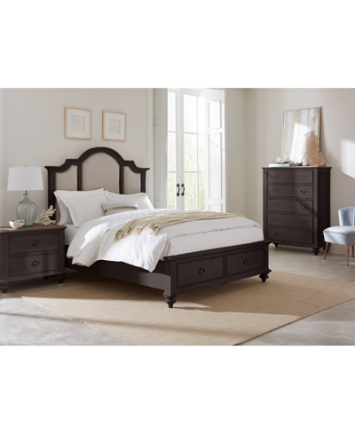 Macy's Mandeville 3pc Bedroom Set (upholstered California King Storage Bed + Drawer Chest + 2-drawer Nights In Brown