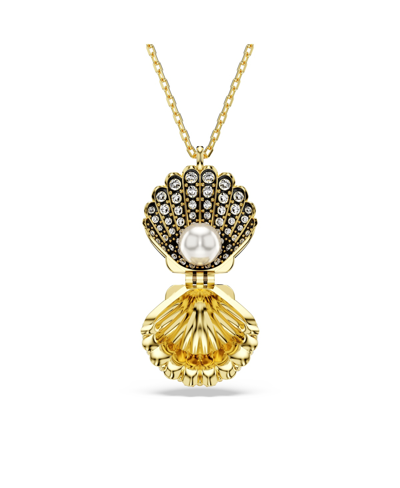 Swarovski Crystal  Imitation Pearl, Shell, White, Gold-tone Idyllia Pendant Necklace