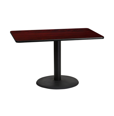 Emma+oliver 30"x48" Rectangular Laminate Table With 24" Round Table Base In Mahogany