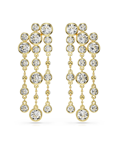 SWAROVSKI ROUND CUT, CHANDELIER, WHITE, GOLD-TONE IMBER DROP EARRINGS