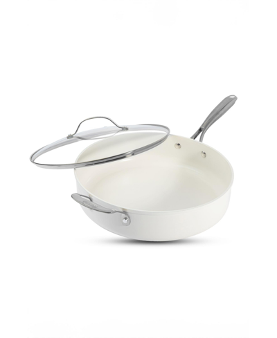 Gotham Steel Natural Collection Ceramic Coating Non-stick 5.5 Qt Deep Saute Pan With Lid In Cream