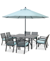 Agio Astaire Outdoor 7-pc Dining Set (84x42" Table + 4 Dining Chairs + 2 Swivel Chairs), Created For Macy In Spa Light Blue