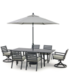 Agio Astaire Outdoor 7-pc Dining Set (84x42" Table + 4 Dining Chairs + 2 Swivel Chairs), Created For Macy In Oyster Light Grey
