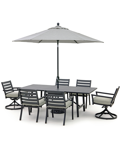 Agio Astaire Outdoor 7-pc Dining Set (84x42" Table + 4 Dining Chairs + 2 Swivel Chairs) In Oyster Light Grey