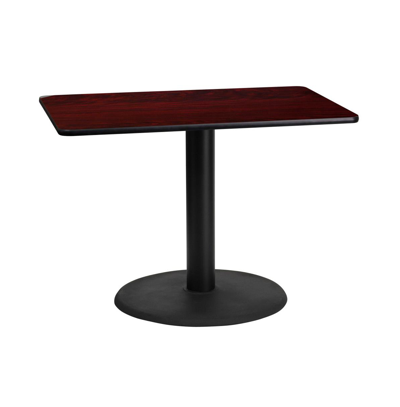 Emma+oliver 24"x42" Rectangular Laminate Table With 24" Round Table Base In Mahogany
