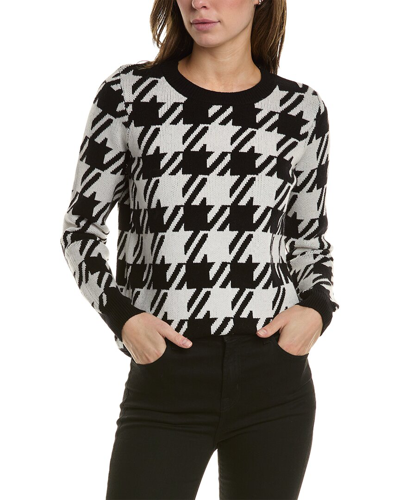 T Tahari Women's Houndstooth Crewneck Long-sleeve Sweater In Black