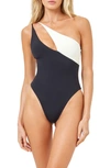 L*space Raquel Colorblock One-shoulder One-piece Swimsuit In Black/ Cream