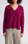 Eileen Fisher V-neck Organic Cotton Crepe Pullover In Rhapsody
